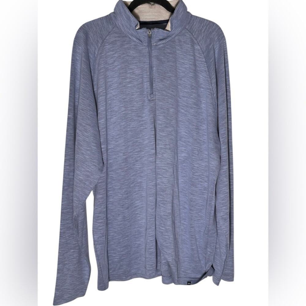 Fish Hippie Co‎ Mens 3XL Quarter Zip Pullover Heather Blue Cotton Modal Blend